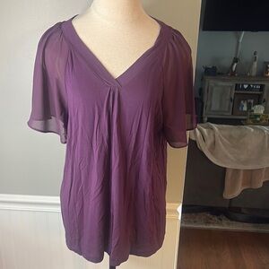 Soft Surroundings Purple Flutter Sleeve Blouse